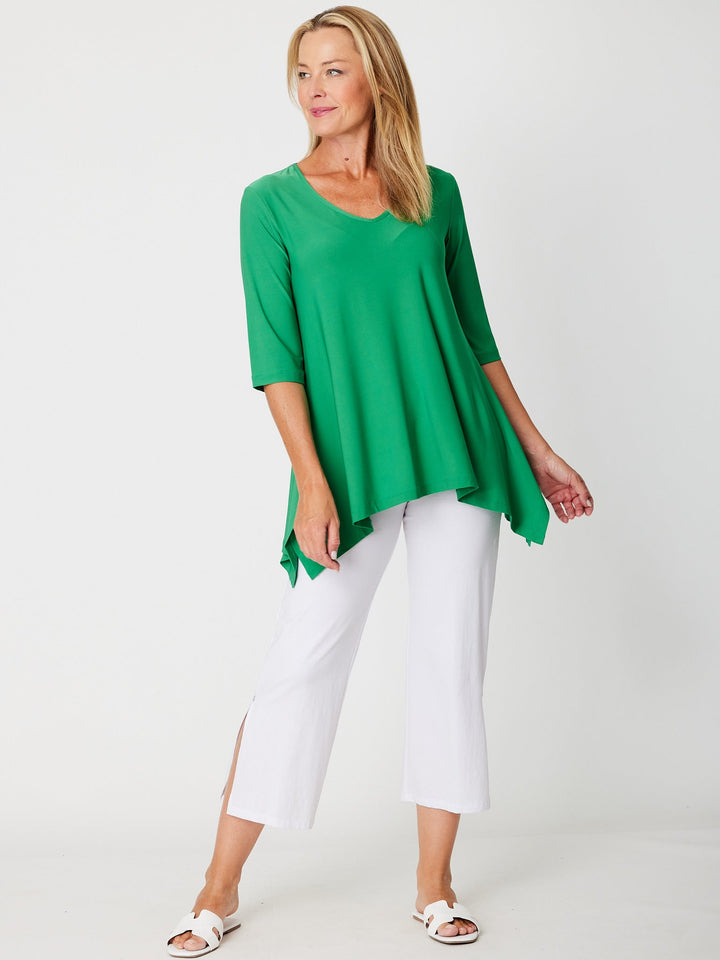 ANDREA VEE NECK JERSEY MID SLV - Emerald- 26355