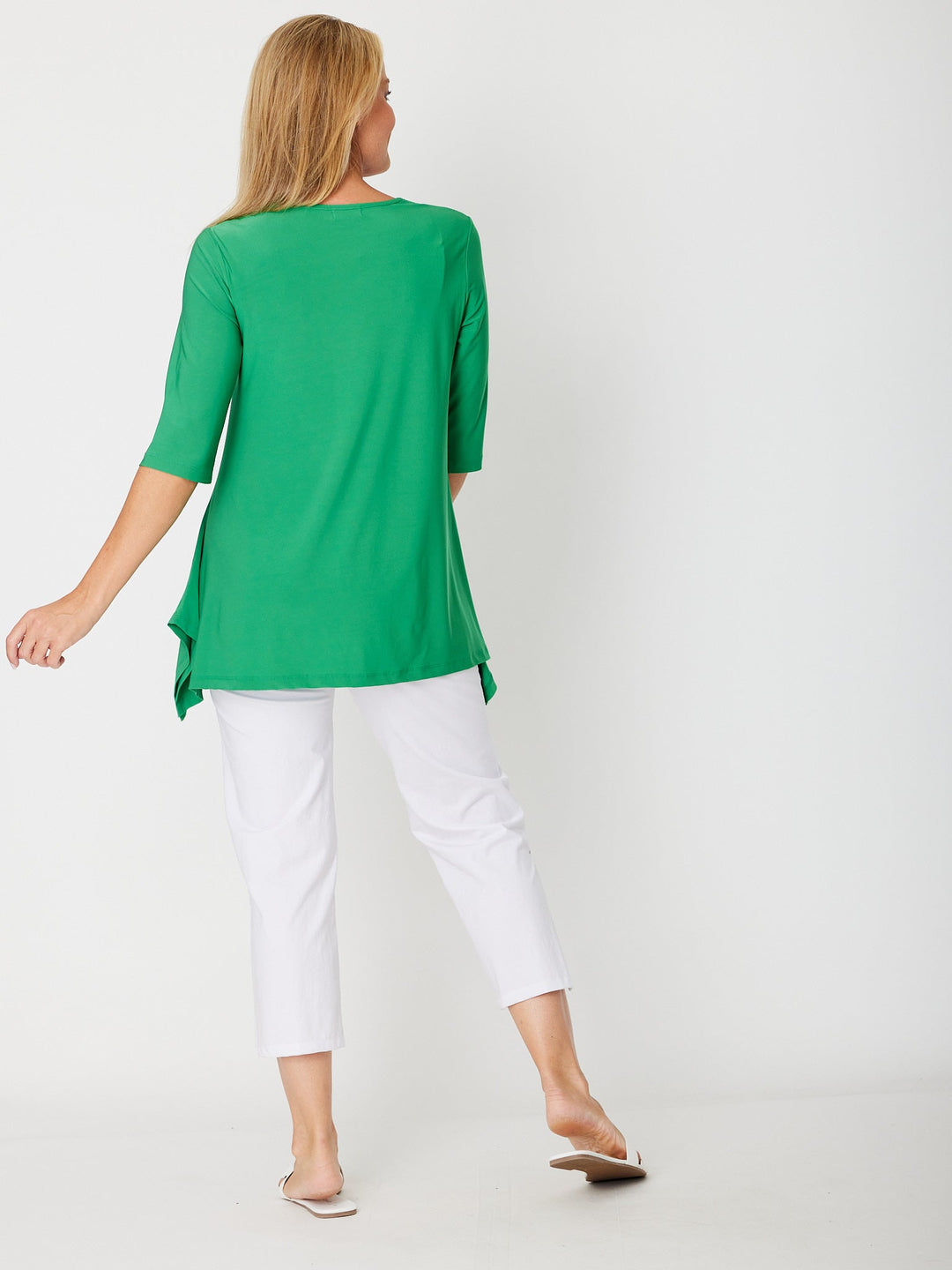 ANDREA VEE NECK JERSEY MID SLV - Emerald- 26355