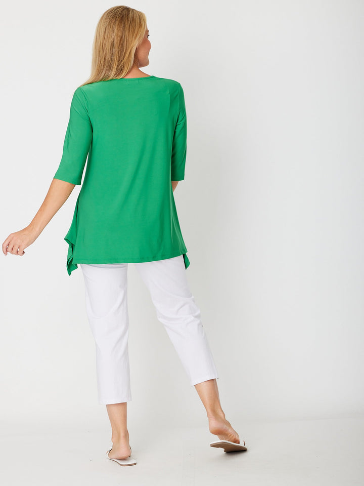 ANDREA VEE NECK JERSEY MID SLV - Emerald- 26355