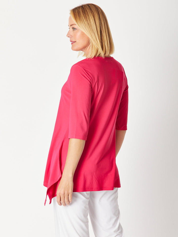 ANDREA VEE NECK JERSEY MID SLV - Fushia 26355-S