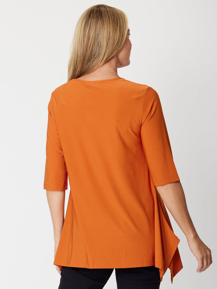 ANDREA VEE NECK JERSEY MID SLV - Rust- 26355