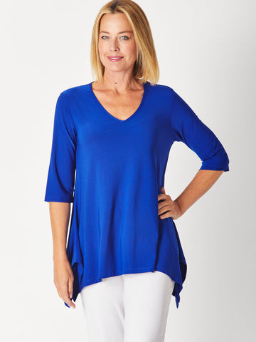 ANDREA VEE NECK MID SLV- Electric - 26355 - Tops