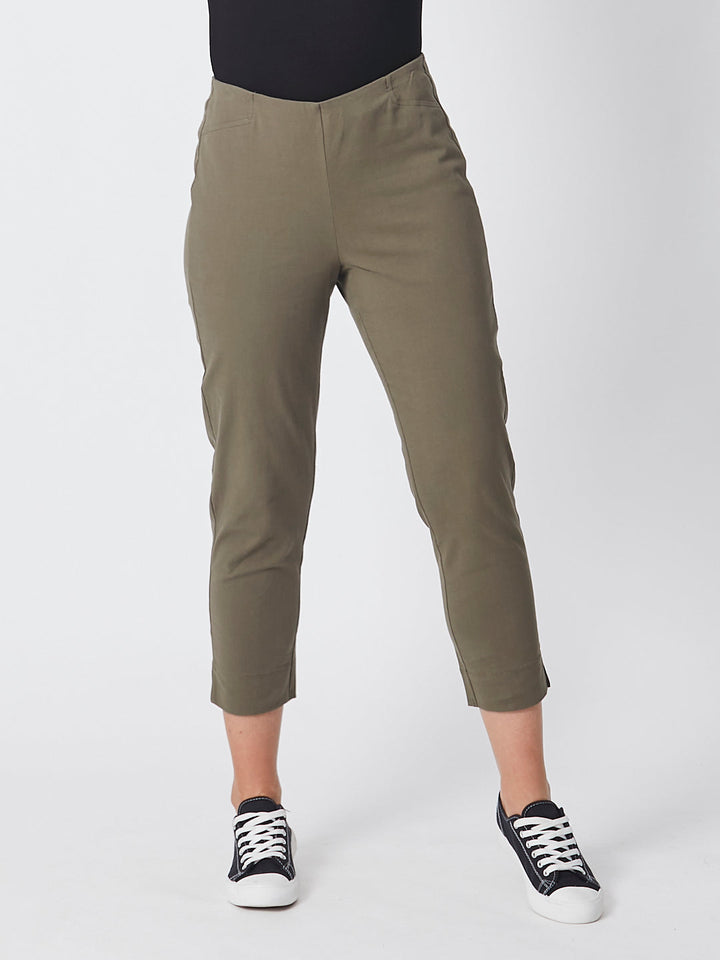 7/8 Slim Cottolen Stretch Pull on Pant COTTOLENE the new bengaline)  - Khaki 24152