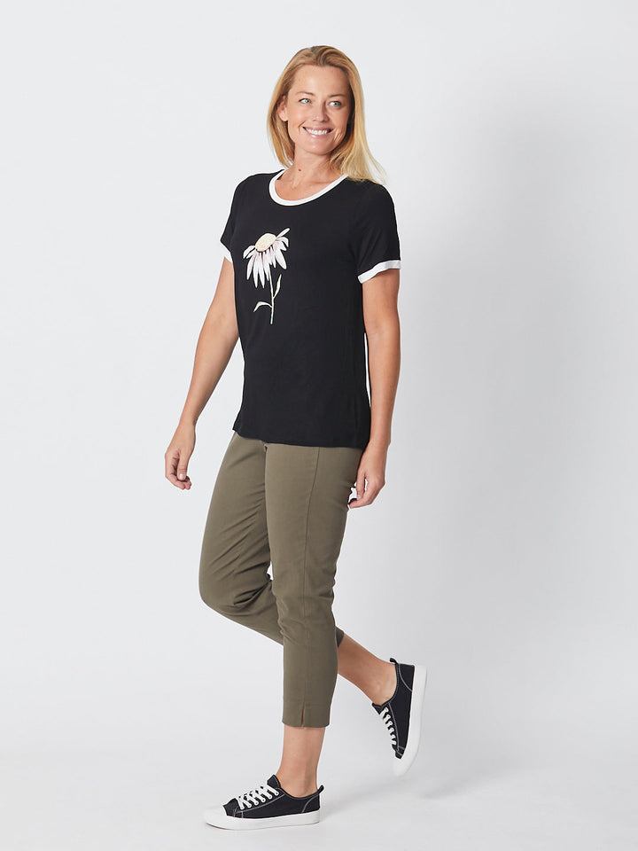 7/8 Slim Cottolen Stretch Pull on Pant COTTOLENE the new bengaline)  - Khaki 24152