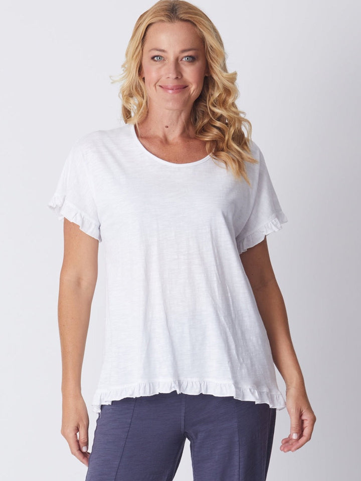 Ruffle Core Top - White -26423