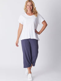 Ruffle Core Top - White -26423