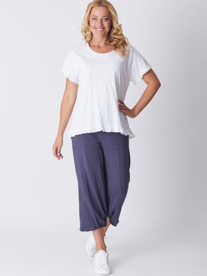 Ruffle Core Top - White -26423
