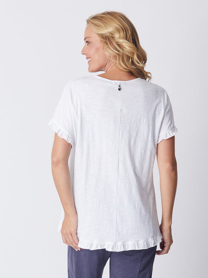 Ruffle Core Top - White -26423