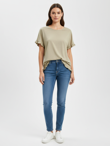 Ruffle Core Top - Stone -26423 - Luna Sky