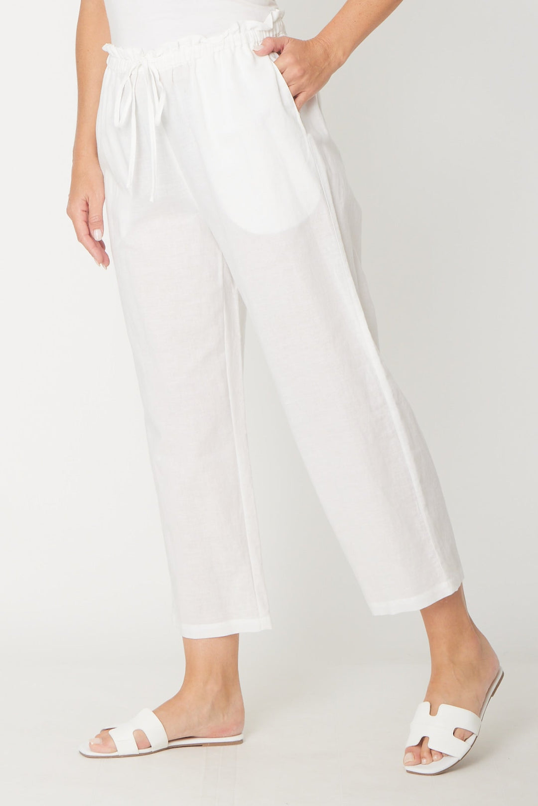 Cotton Anklet Pant - White - 26431