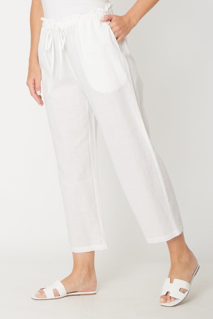 Cotton Anklet Pant - White - 26431