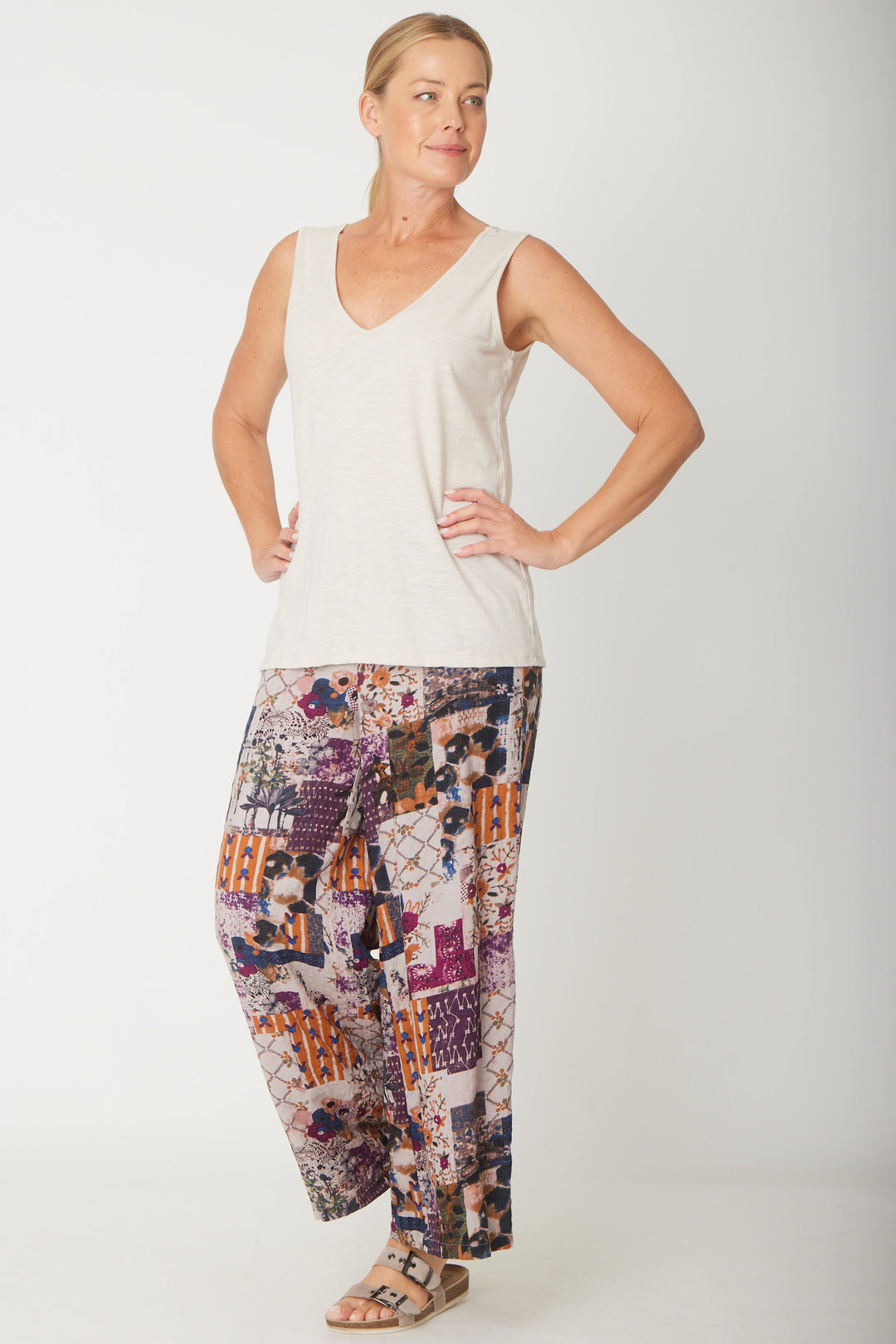 Wide Leg Lined Pant- Plum- 30829