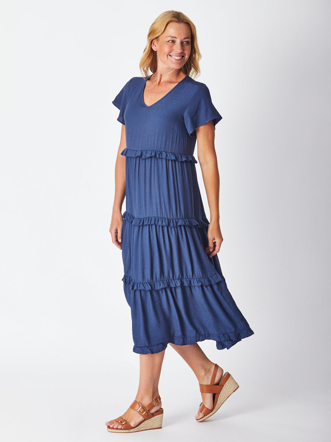 Ruffle Tier Dress - Navy 26527-S