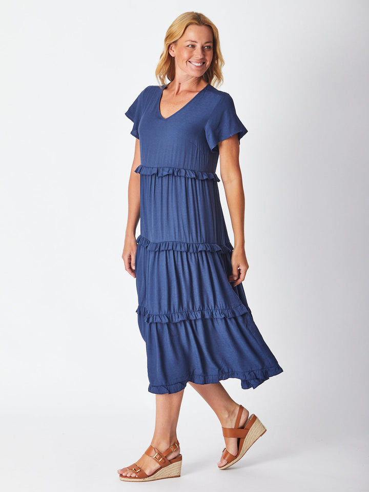 Ruffle Tier Dress - Navy 26527-S
