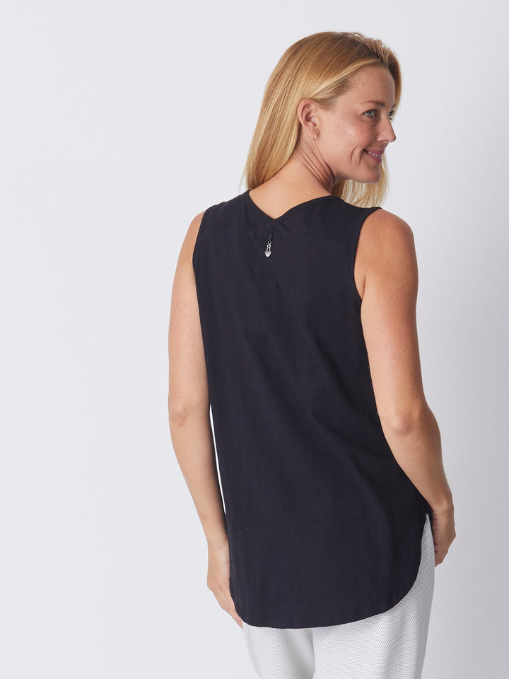 LONGLINE TANK TOP - BLACK - 25636
