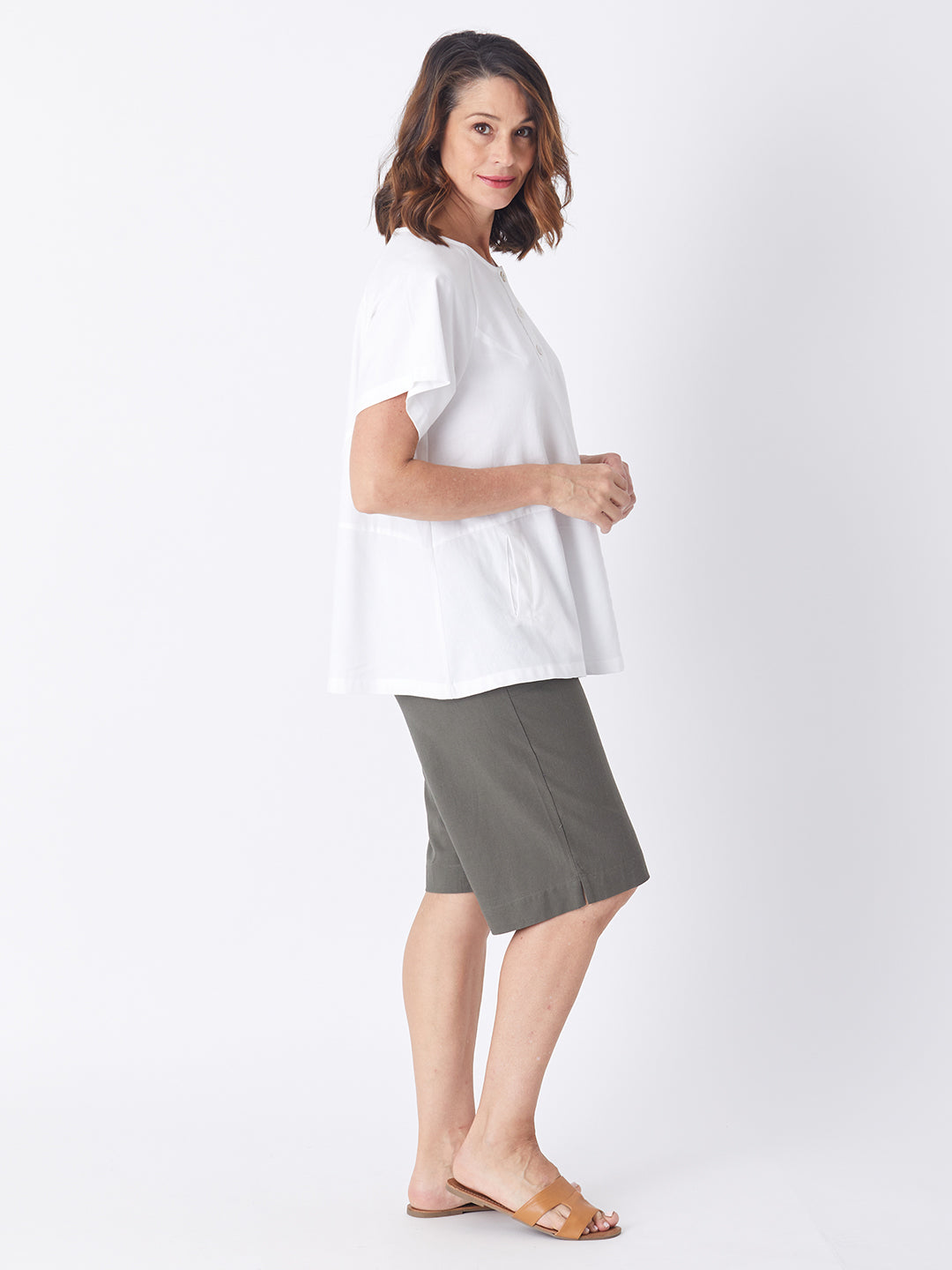 Pull On Cotton Short - Khaki - 26665