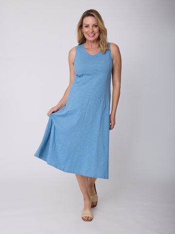 Deep V Core Dress - Blue - 26717 - SUMMER