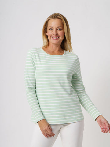 Stripe Micro Fleece Top- Mint -27024 - 