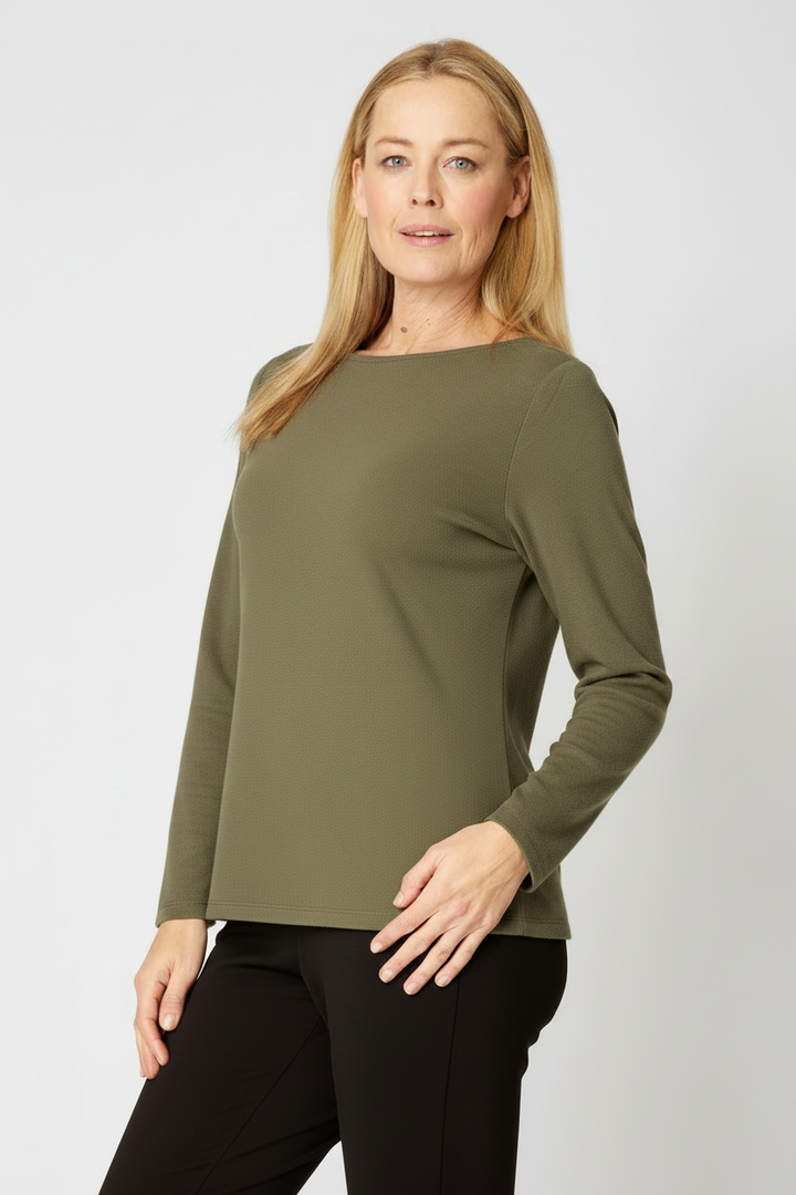Micro Chamois Fleece Top- Khaki -27024-1 DIFFERENT TO THE ORIGINAL MICROFLEECE