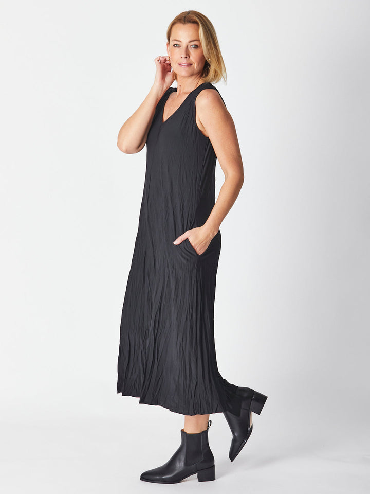 Stella Maxi Sleeveless Dress - Black - 27055