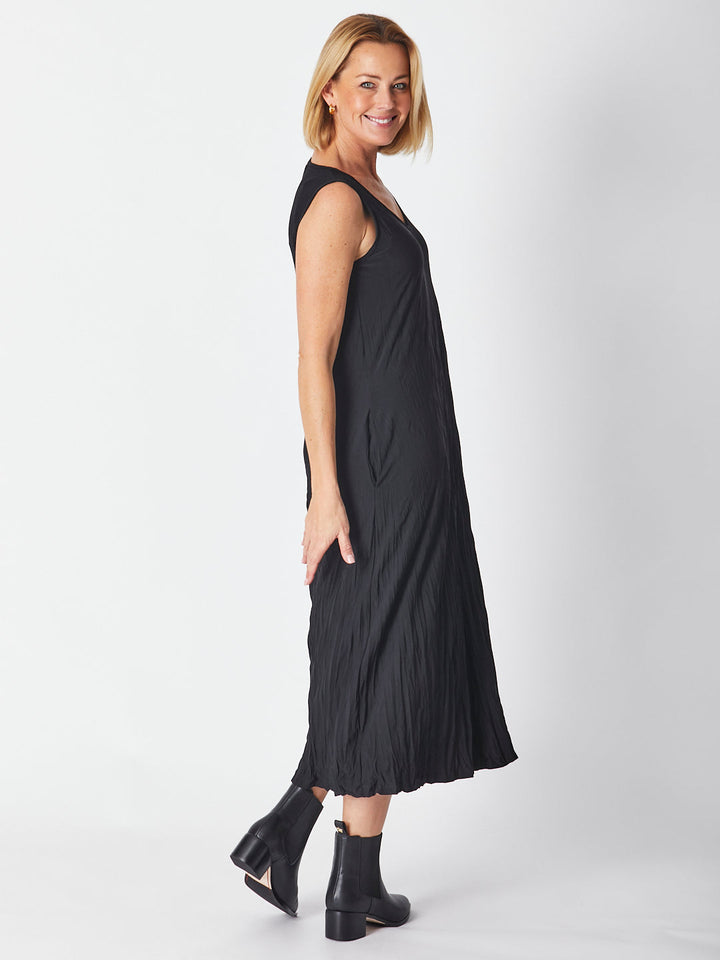 Stella Maxi Sleeveless Dress - Black - 27055