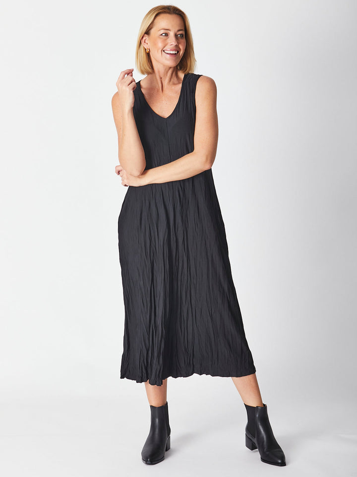Stella Maxi Sleeveless Dress - Black - 27055