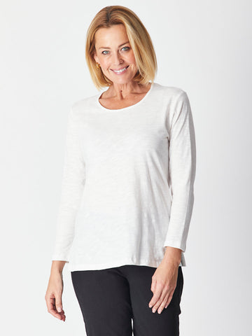 Slub Button Back Long Sleeve - White 27130-S - BASICS/ RUNNING LINES/CORE