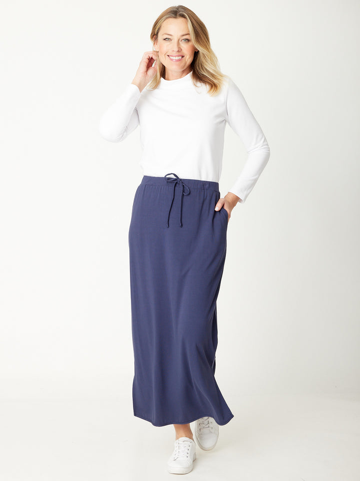 The Pull On Bamboo Maxi Skirt - Navy - 28731