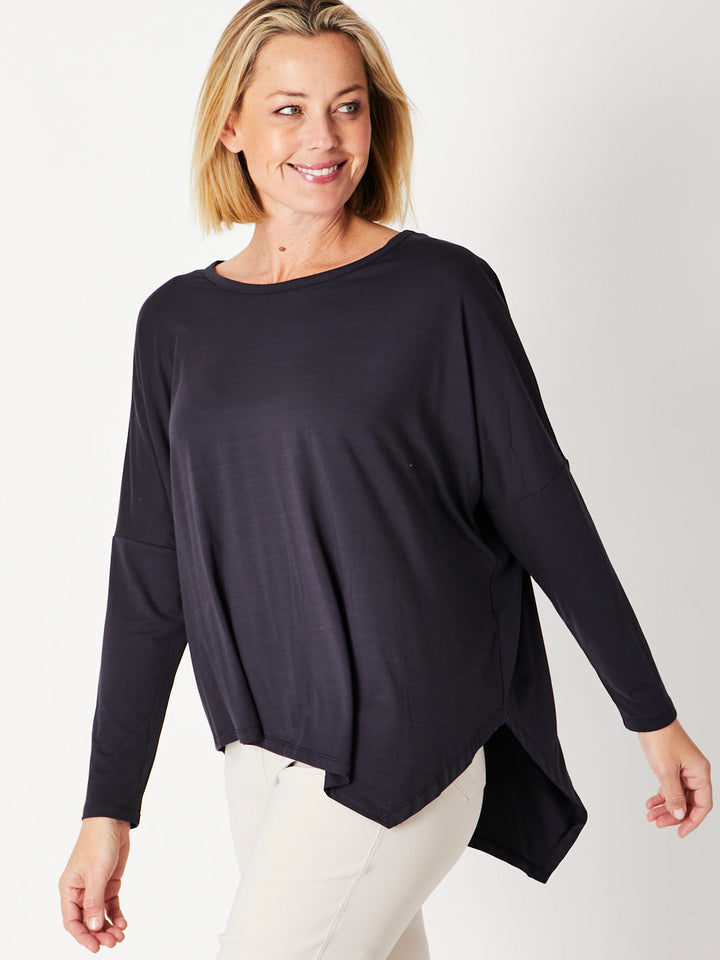 Bamboo Assymetric Top -Dark Navy- 27415