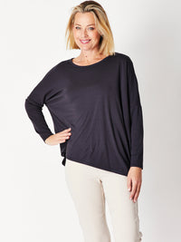 Bamboo Assymetric Top -Dark Navy- 27415