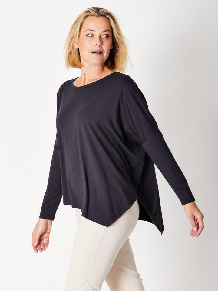 Bamboo Assymetric Top -Dark Navy- 27415