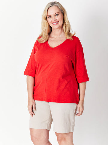 Olga Drop Shoulder Top - Red 27512-S - HAPPY VALENTINES DAY