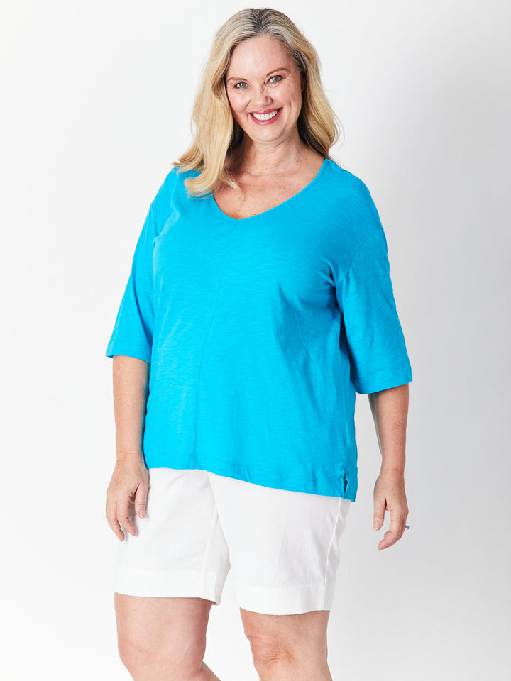 Olga Drop Shoulder Top - Turq 27512-S