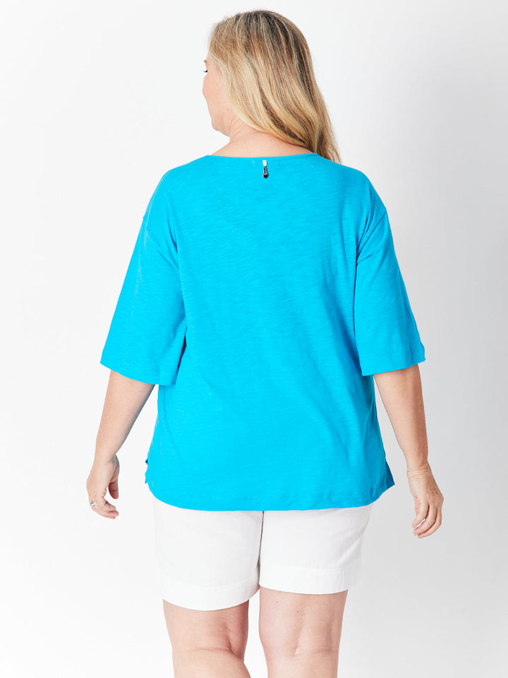 Olga Drop Shoulder Top - Turq 27512-S