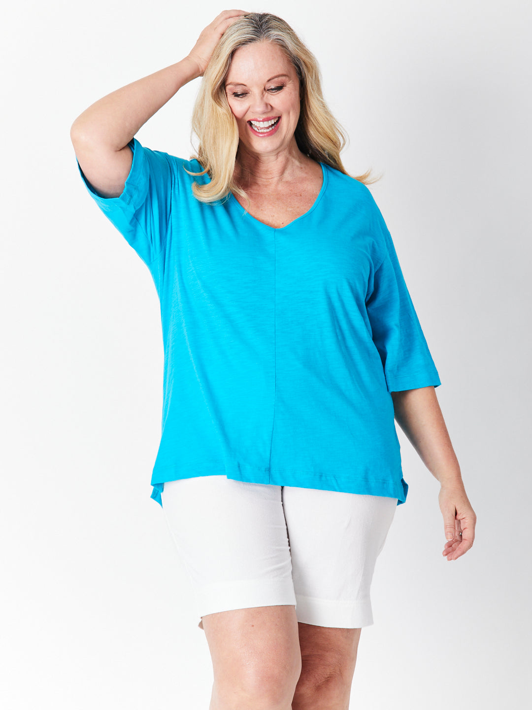 Olga Drop Shoulder Top - Turq 27512-S