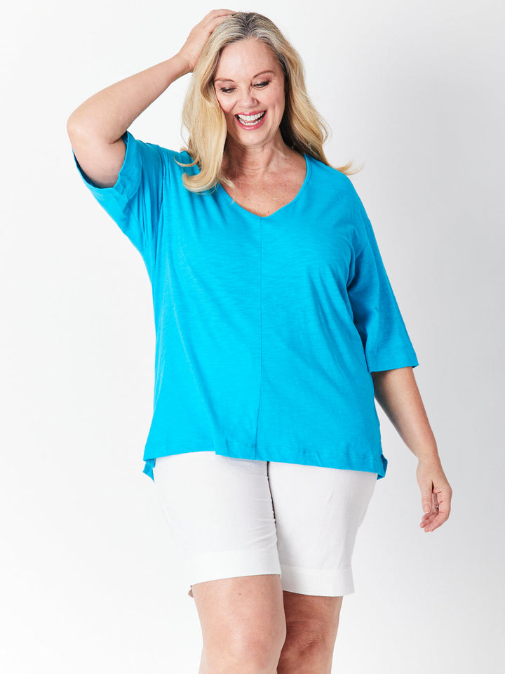 Olga Drop Shoulder Top - Turq 27512-S