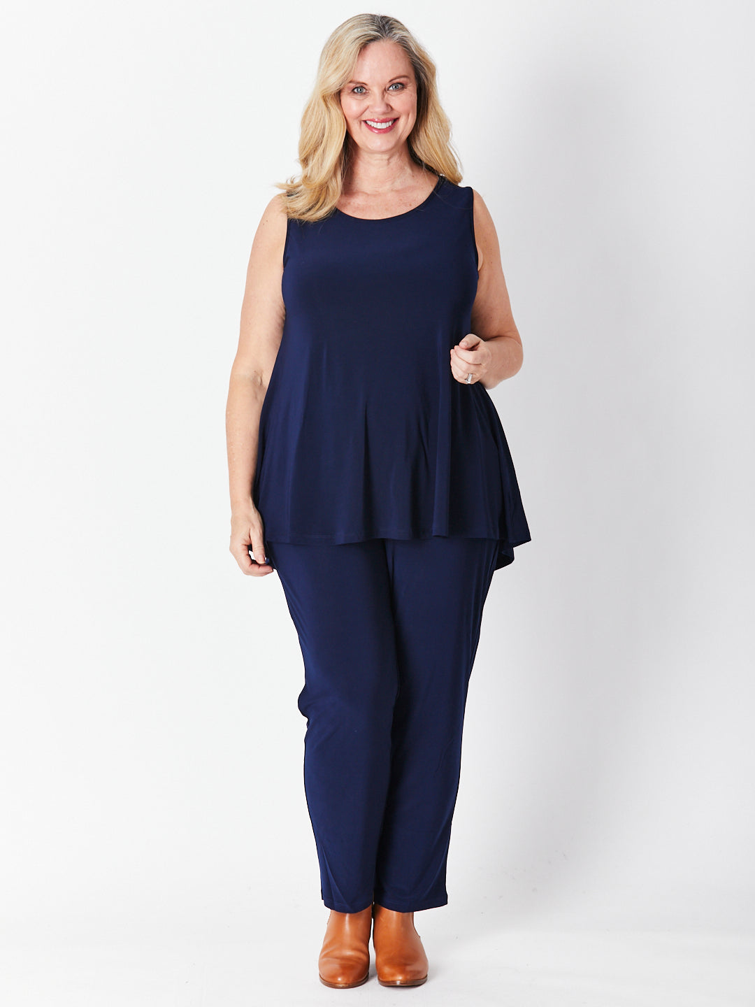 Sheryl Swing Sleeveless Top - Navy -27561
