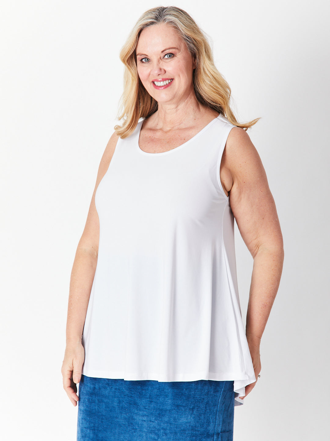 Sheryl Swing Sleeveless Top - White - 27561