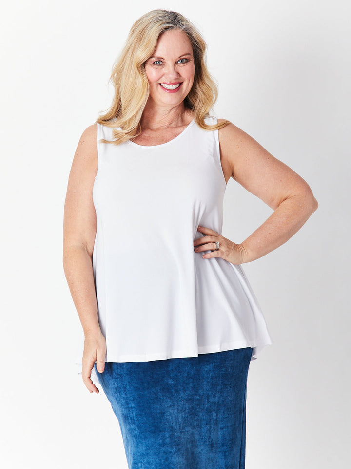 Sheryl Swing Sleeveless Top - White - 27561