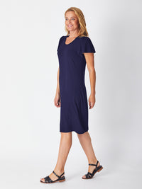 Bamboo Belinda Swing Ruffle Sleeve Dress - Navy- 27603