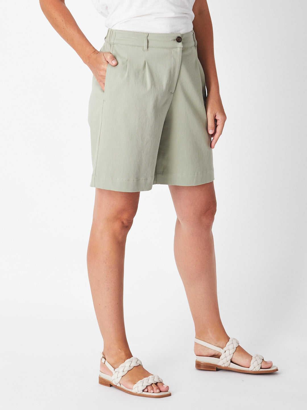 Button Up Short - Khaki -27696
