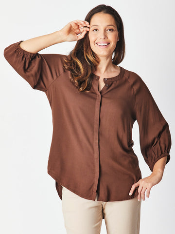Core Season Shirt  - Choc - 28325 - Clothes for Senior & Elderly Women