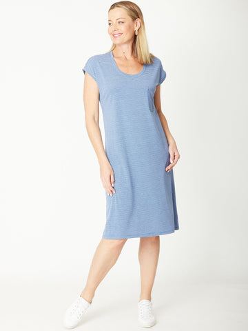 Tshirt Dress - Blue Stripe - 28683 - Dresses
