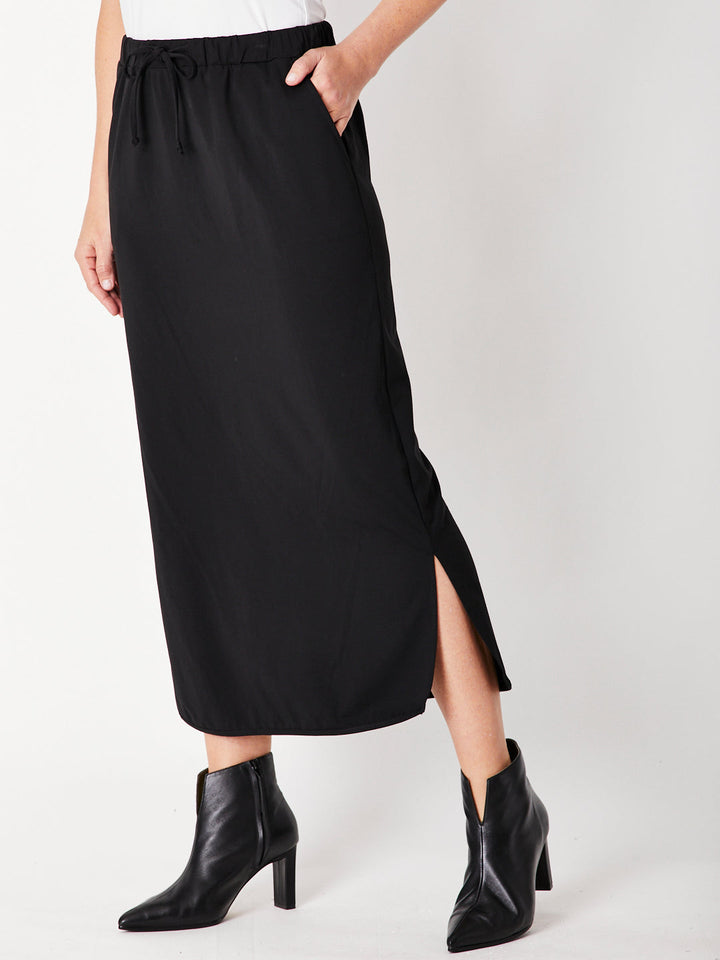The Pull On Bamboo Maxi Skirt - Black - 28731