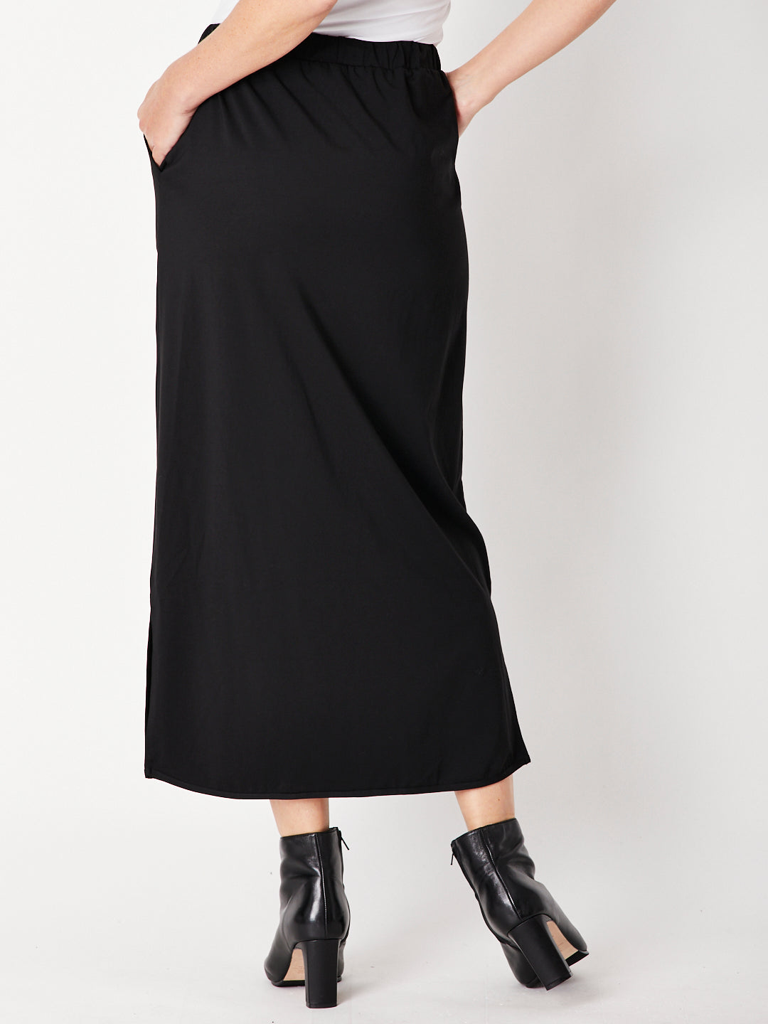 The Pull On Bamboo Maxi Skirt - Black - 28731