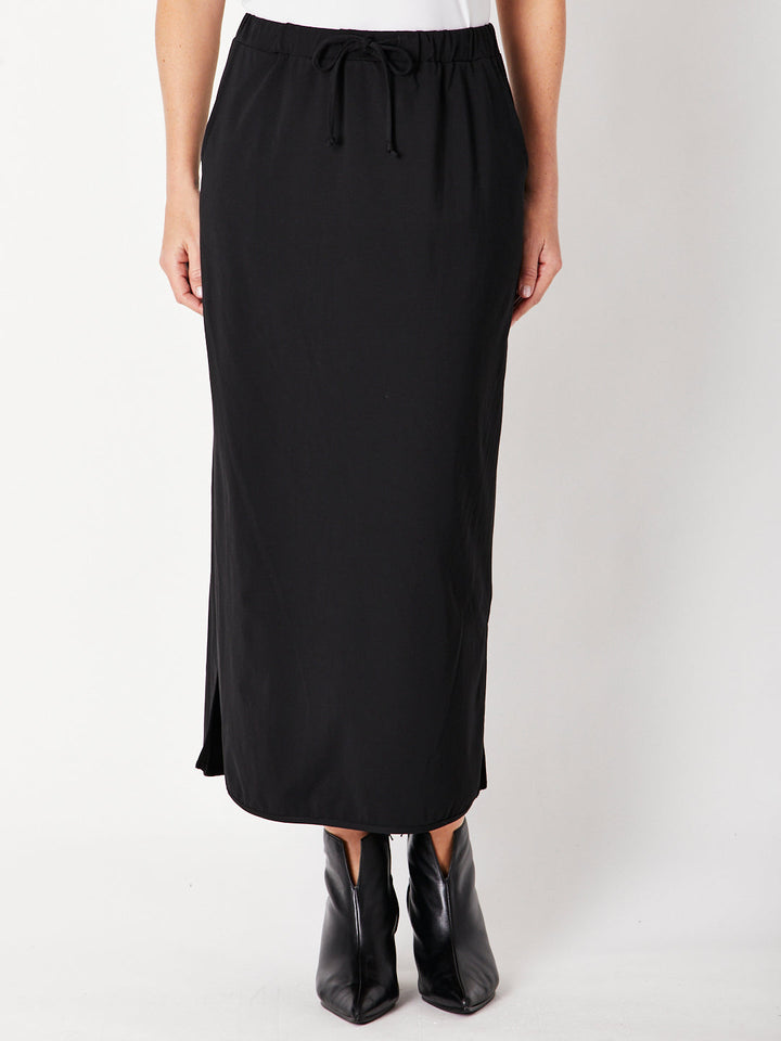 The Pull On Bamboo Maxi Skirt - Black - 28731
