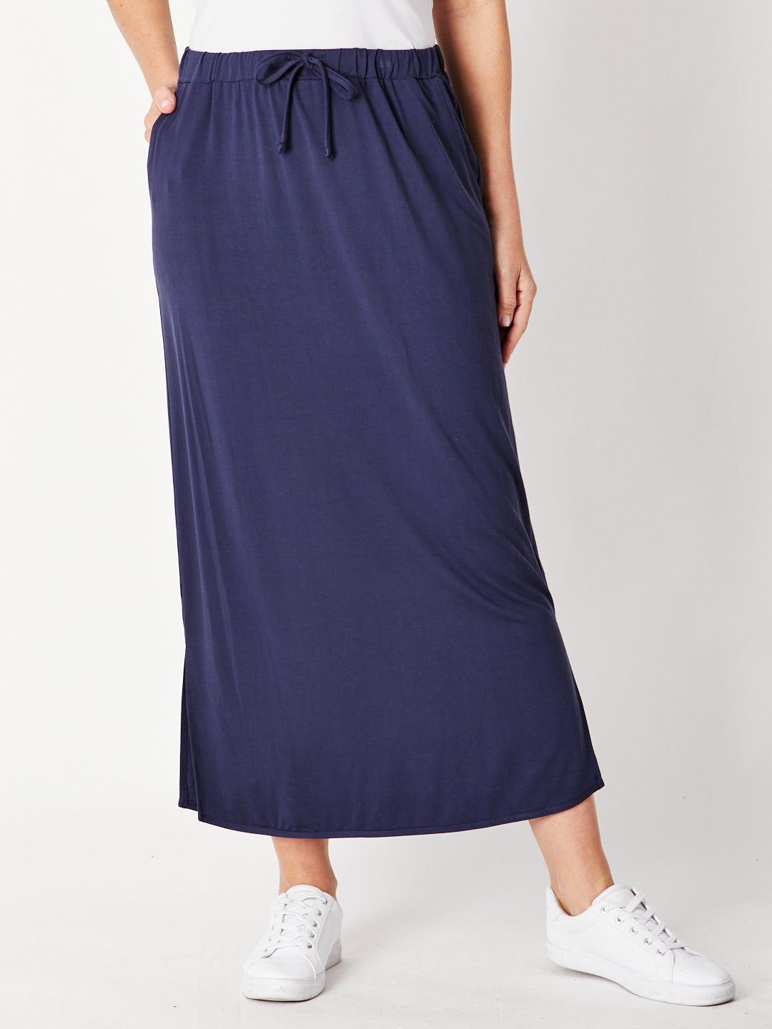 The Pull On Bamboo Maxi Skirt - Navy - 28731