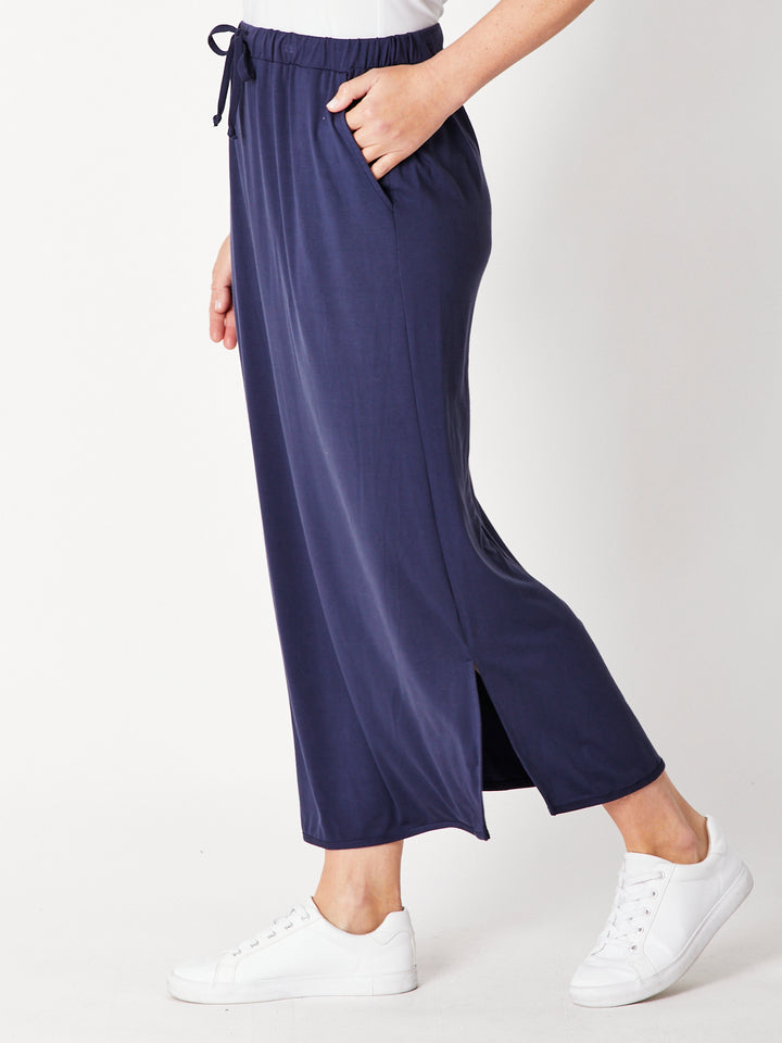 The Pull On Bamboo Maxi Skirt - Navy - 28731