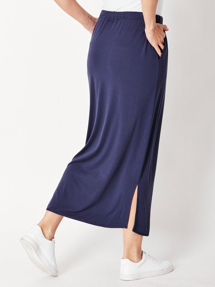 The Pull On Bamboo Maxi Skirt - Navy - 28731