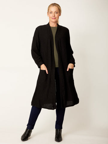 Long Line Duster- Black - 28760 - Coats & Jackets